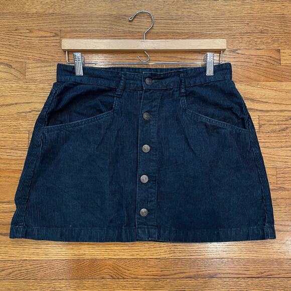 Free People Ray Corduroy Mini Skirt Black Sz 6 100% Cotton High Waist - Picture 5 of 10